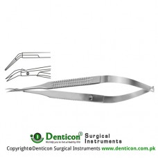 Vannas Micro Scissor Angled on Flat Stainless Steel, 12 cm - 4 3/4"